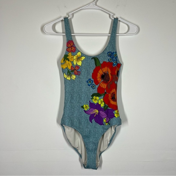 Onia Kelly Woodstock Denim One Piece Swimsuit Size Small - Picture 2 of 9
